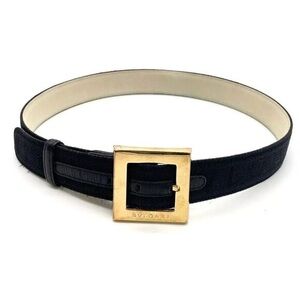 Authentic Bvlgari Black Leather Belt GD SK9313